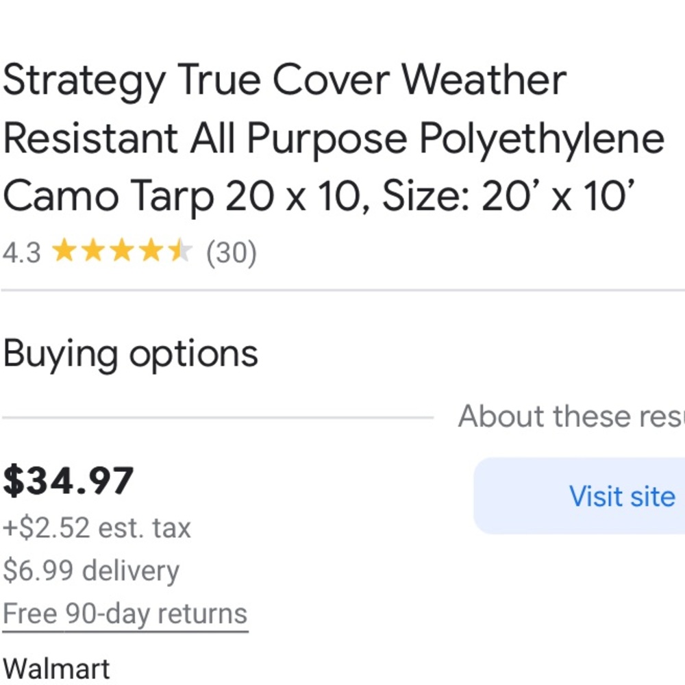 New 20’x10’ camo tarp
